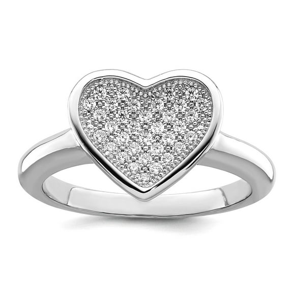 925 Sterling Silver and Cubic Zirconia Fancy Love Heart Ring Size 7 Statement Ring for Women