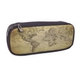 thumbnail image 2 of Lsque Vintage World Map Printed Big Capacity PU Leather Pencil Case Large Pencil Pouch Stationery Pen Bag Pencil Holder for Teen, 2 of 6