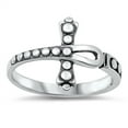 thumbnail image 1 of Dotted Open Ankh Cross Ring .925 Sterling Silver Band Jewelry Female Male Unisex Size 5, 1 of 4