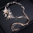 thumbnail image 3 of Nvzi Horquillas para el pelo de boda con flores para novias, peinetas con perlas de cristal, pinzas para el pelo, tocado, accesorios para el pelo de boda dorados, joyas - doradas, 3 of 4