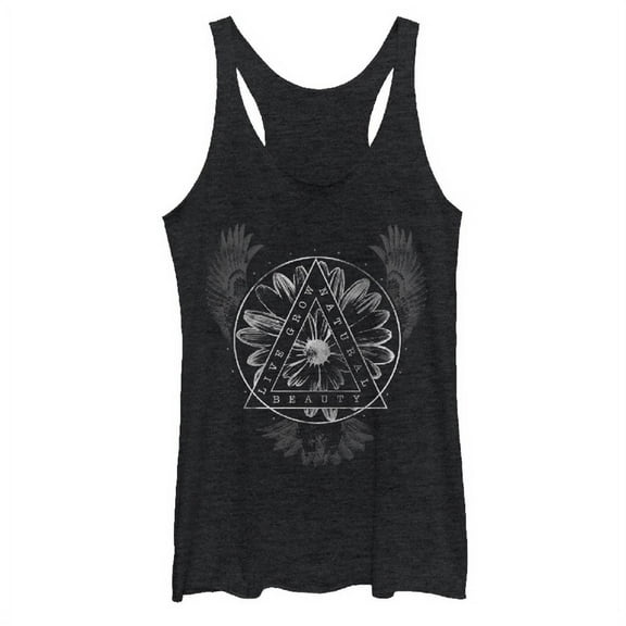 Women's Lost Gods Live Grow Natural Beauty  Racerback Tank Top Black Heather Small