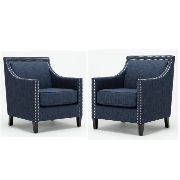 Home Square 2 Piece Fabric Accent Chair Set in Navy Blue