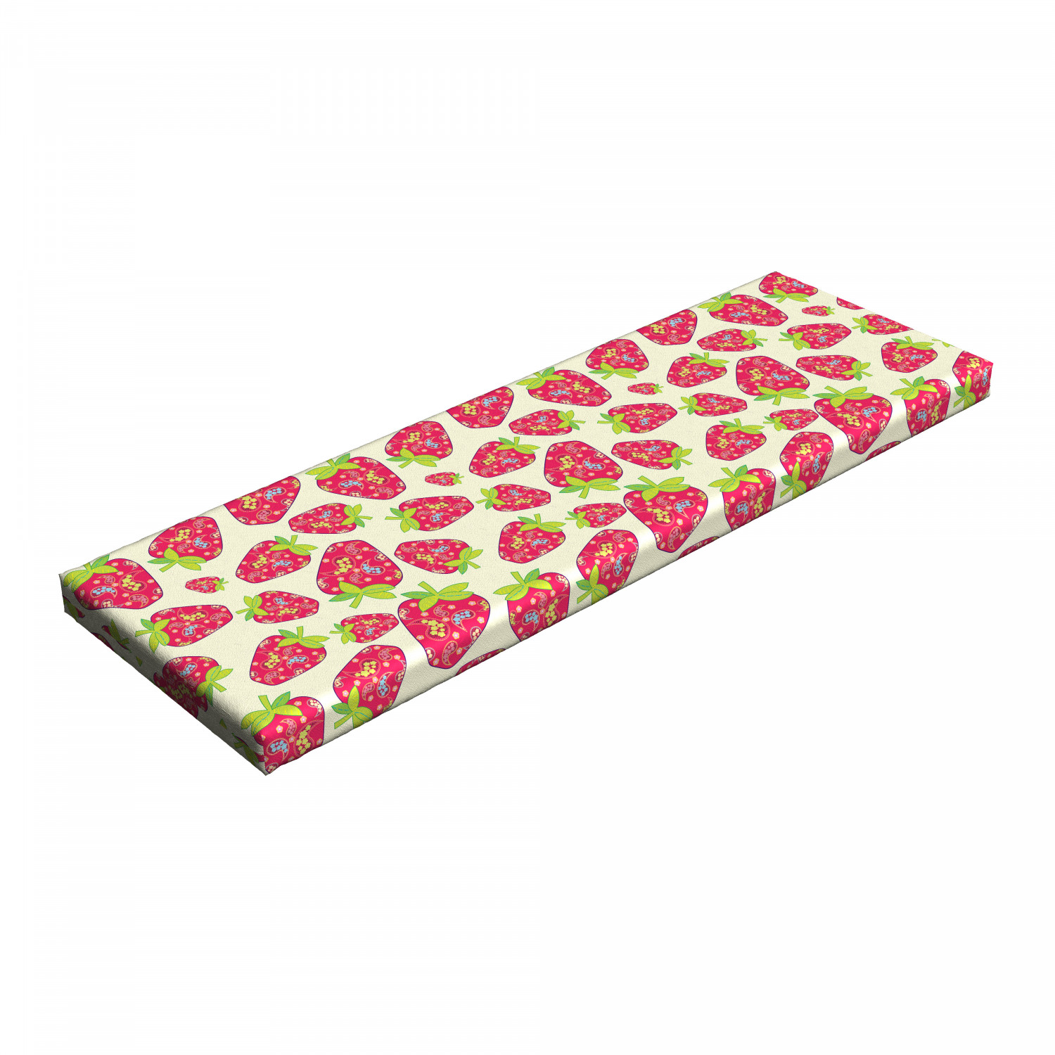 Strawberry Bench Pad, Tropical Summer Fruit Pattern Strawberry with