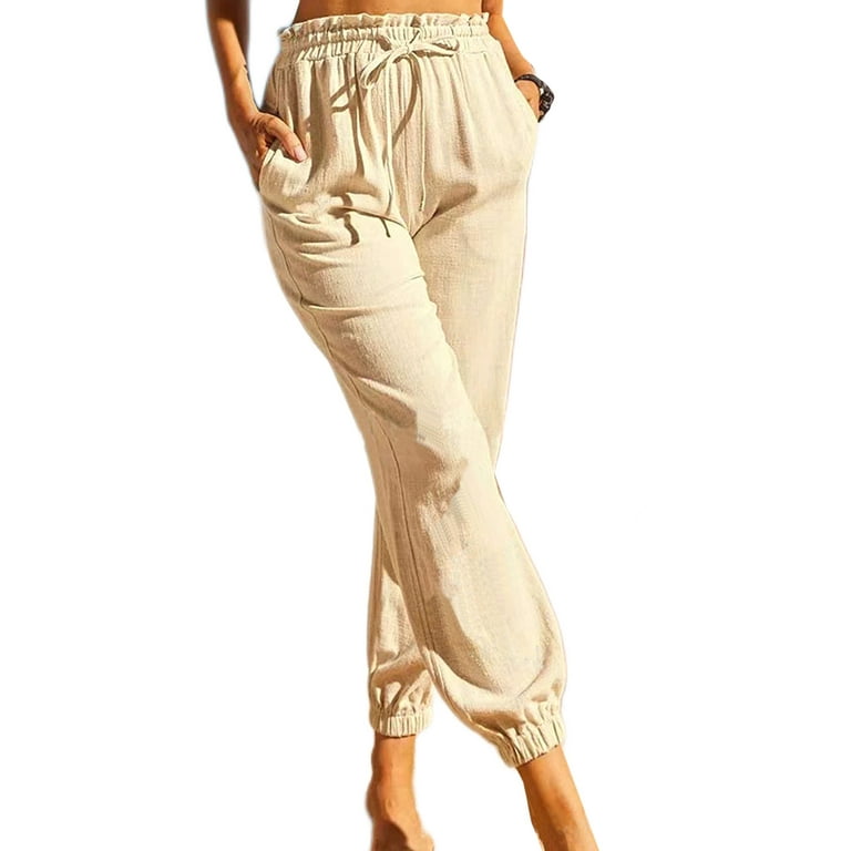 Sanviglor Women Pants Straight Leg Trousers High Waist Bottoms