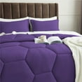 thumbnail image 4 of 5 Piece Honeycomb Design Comforter Set, 800 TC, 100% Egyptian Cotton, Oversized Super King Size Purple Solid, 4 of 5