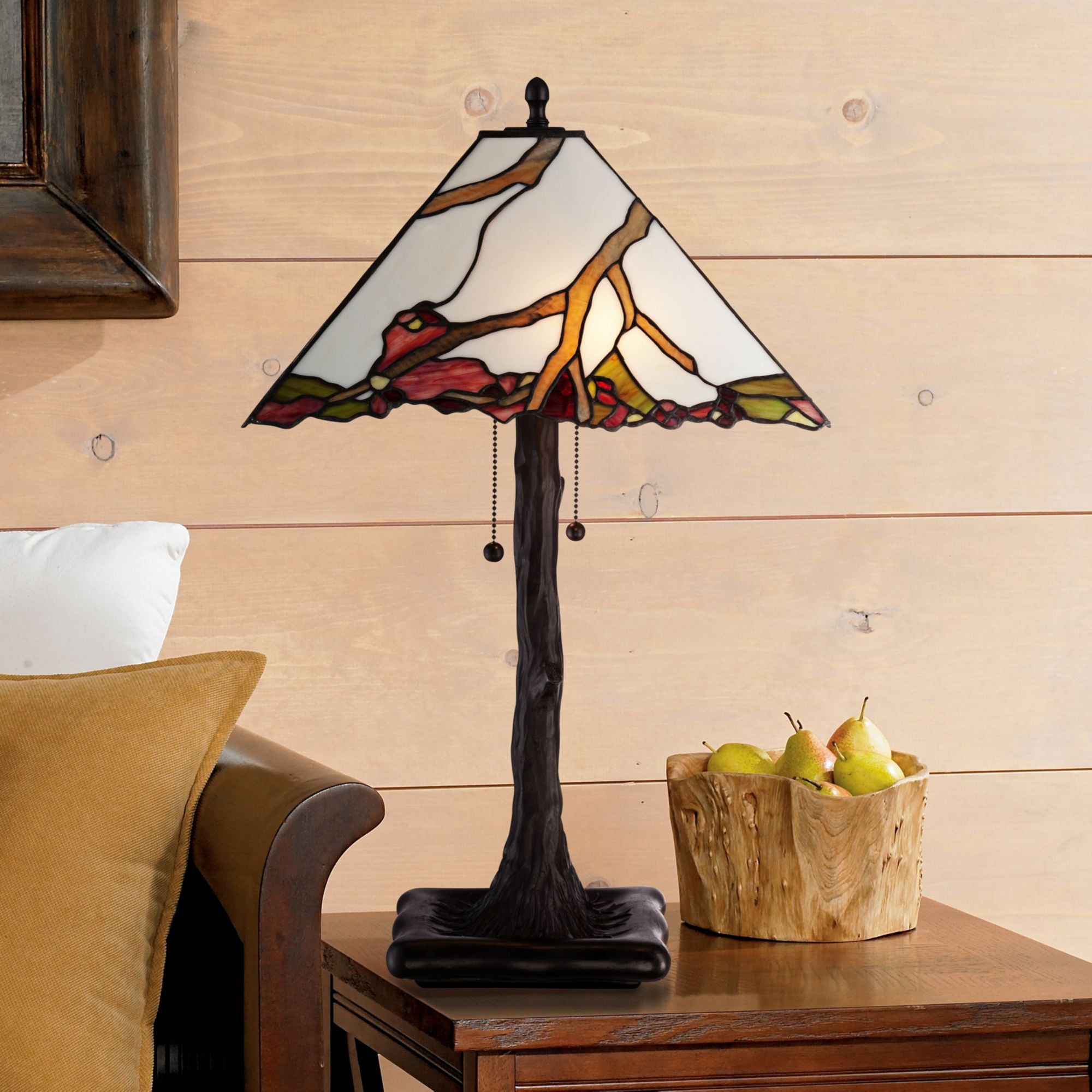 Robert Louis Tiffany Table Lamp 26" High Dark Bronze Cherry Blossom