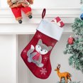 thumbnail image 4 of Calcetines Navideños de Papá Noel, Calcetines Pequeños, Bolsas de Regalo, Adornos Colgantes, Bolsillos, Estilo Patchwork de Punto | Tela Roja, 40X15 Cm, 125 G, Paquete de 1, 4 of 6
