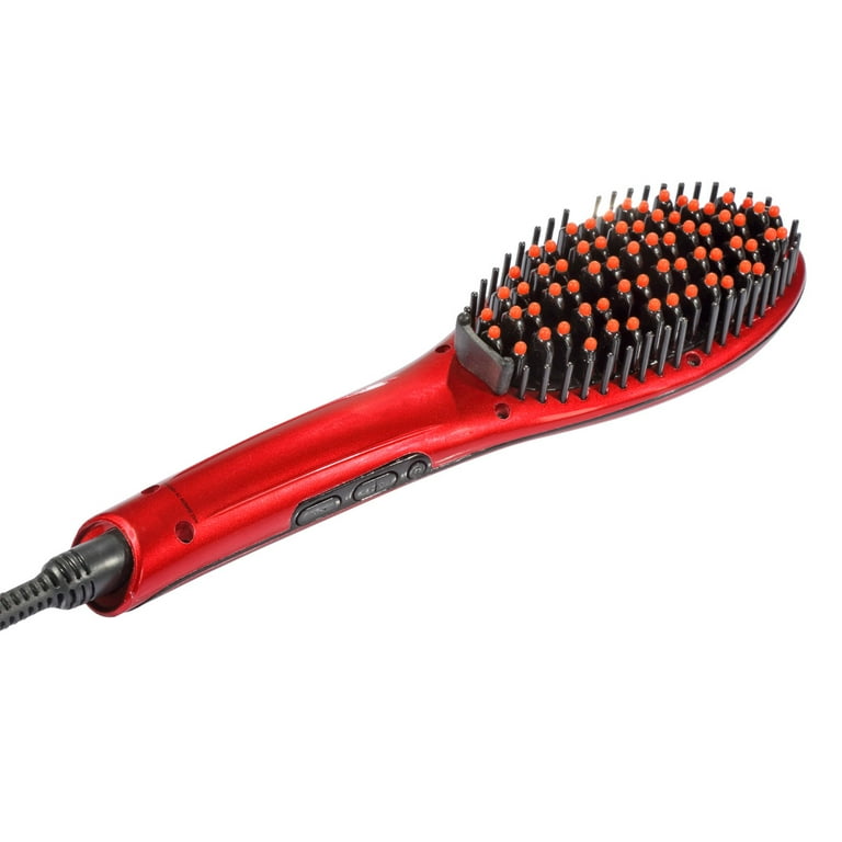 Hair Straightening Brush Instant Magic Silky Straight Hair Styling Anion Hair Care Anti Scald Zero Damage Massager Straightening Irons Detangling Hair Brush Red Walmart