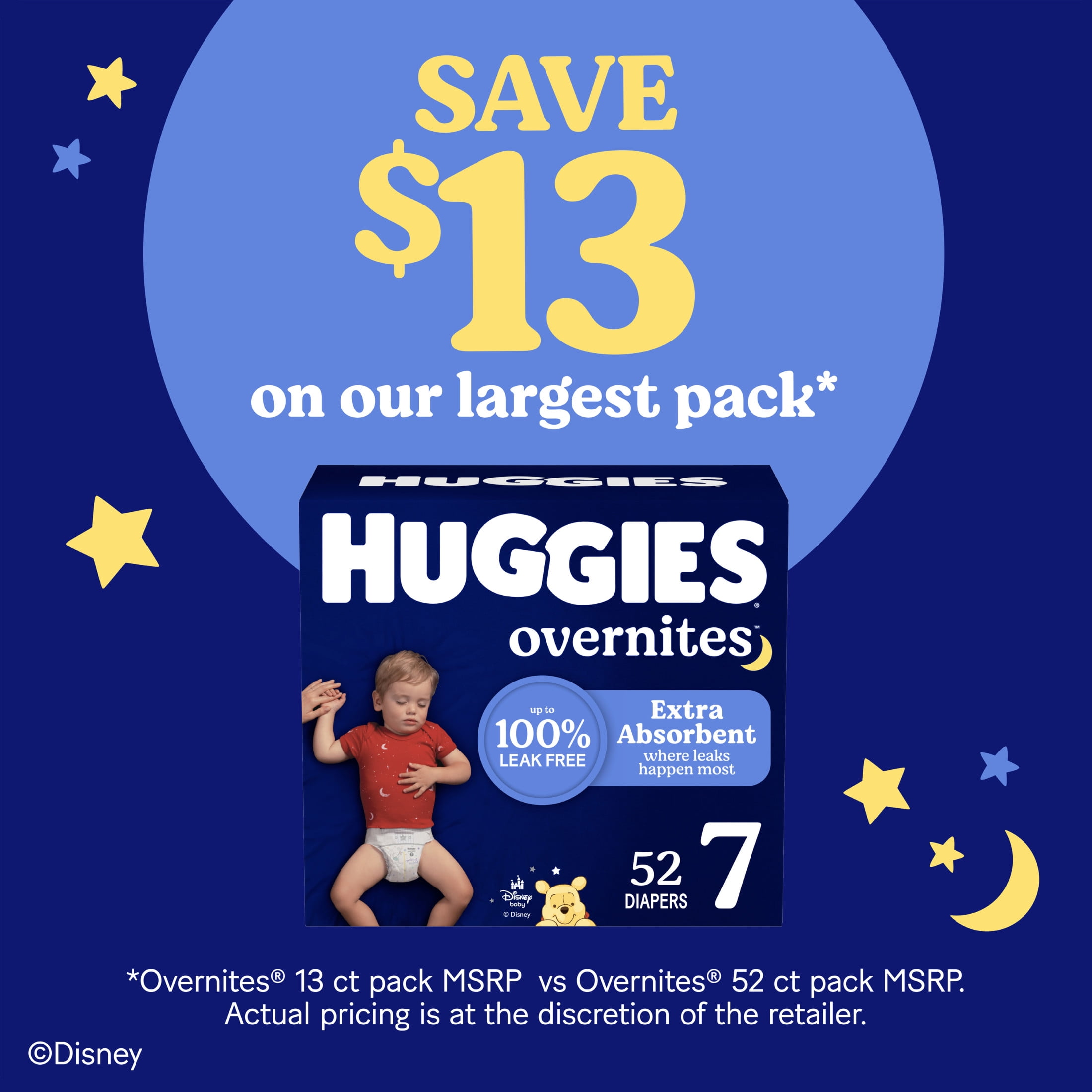 Huggies Overnites Nighttime Baby Diapers, Size 7 (41+ lbs), 32 Ct (Select for More)