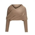 thumbnail image 7 of dGslk Womens Off Shoulder Sweater Wrap Knit Pullover Long Sleeve Casual Loose Fit Top for Autumn Winter Layering Style Khaki M, 7 of 7