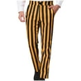 thumbnail image 1 of Pantalones de traje casuales con bolsillos y estampado de rayas rectas para hombre, 1 of 8