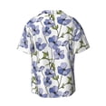 thumbnail image 4 of Goofa Blue Flax Flowers Printed Men's Casual Short-sleeved Shirt,Lightweight Breathable Button-down,Summer Casual men's top,Versatile Fashion shirt-X-Large, 4 of 7