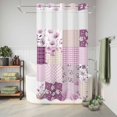 thumbnail image 6 of No Hook Shower Curtain, Boho Purple Flowers Shower Curtains for Bathroom with See Through Top Window, Spring Floral Botanical Patchwork Vintage Waterproof Washable Bath Curtain Stand Up Stall 36"x72", 6 of 9