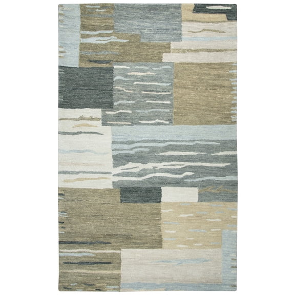 Alora Decor Napoli 12' x 15' Block Neutral/Ivory Hand-Tufted Area Rug