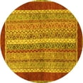 thumbnail image 1 of Ahgly Company Machine Washable Indoor Round Abstract Yellow Modern Area Rugs, 6' Round, 1 of 4