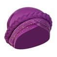 thumbnail image 2 of Women's Elastic Velvet Turban Cap with Beaded Flowers, Comfortable Headwear for Chemotherapy, Fashion Head Scarf for All Seasons, Machine Washable Stretchy Head Cover, 2 of 3
