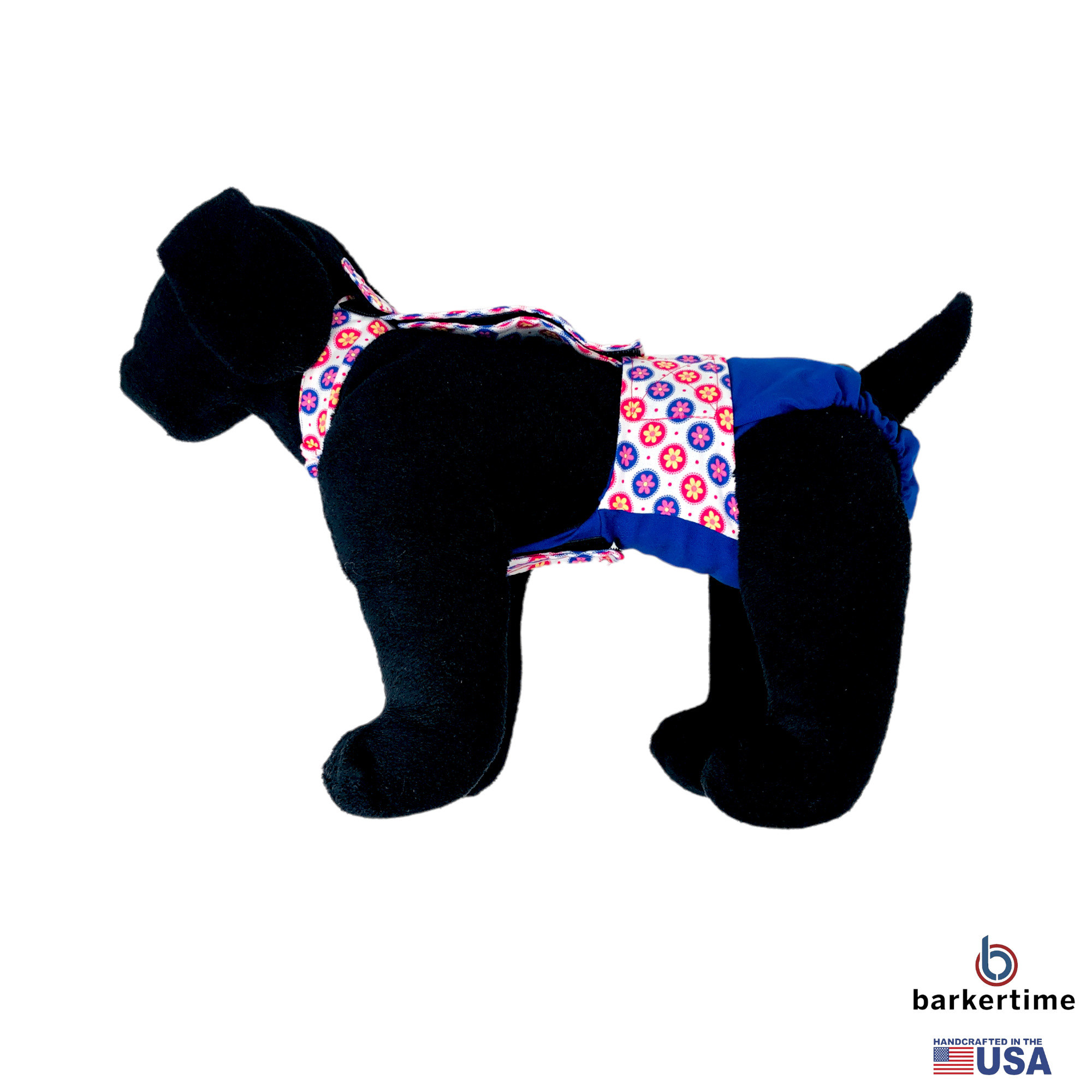 Barkertime Cherry Blossom on Blue Dog Diaper Overall