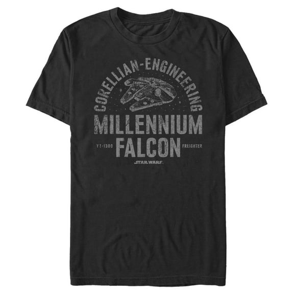 Men's Star Wars Millennium Falcon Corellian Engineering Graphic Tee Black 2X Large