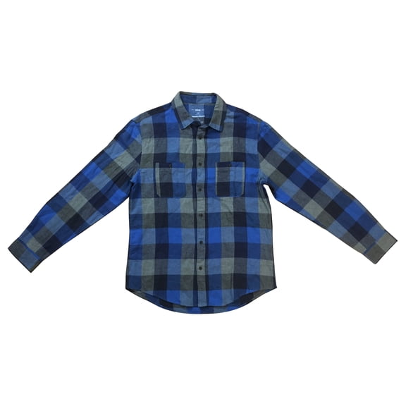 Urban Pipeline Men's Long-Sleeve Button-Front Flannel Shirt (Blue, Large, L)