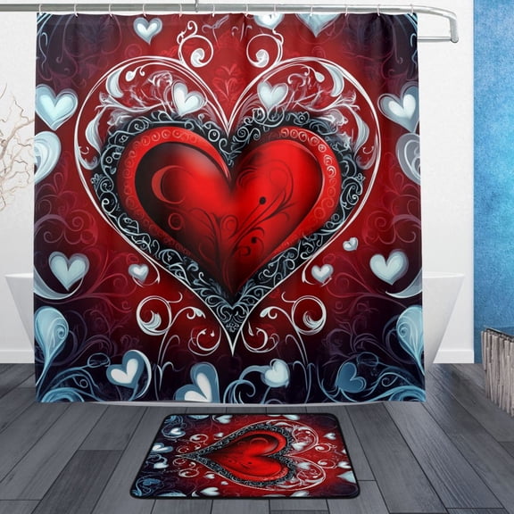 BZSMCE Shower Curtain and Bath Accessory Set,Romantic Flourish Pattern