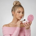 thumbnail image 4 of Fancii Mini Taylor Compact Makeup Mirror with LED Light, Rechargeable, 10x/1x Magnifying, 4” Wide Mirror for Purse (Blush Zebra), 4 of 9