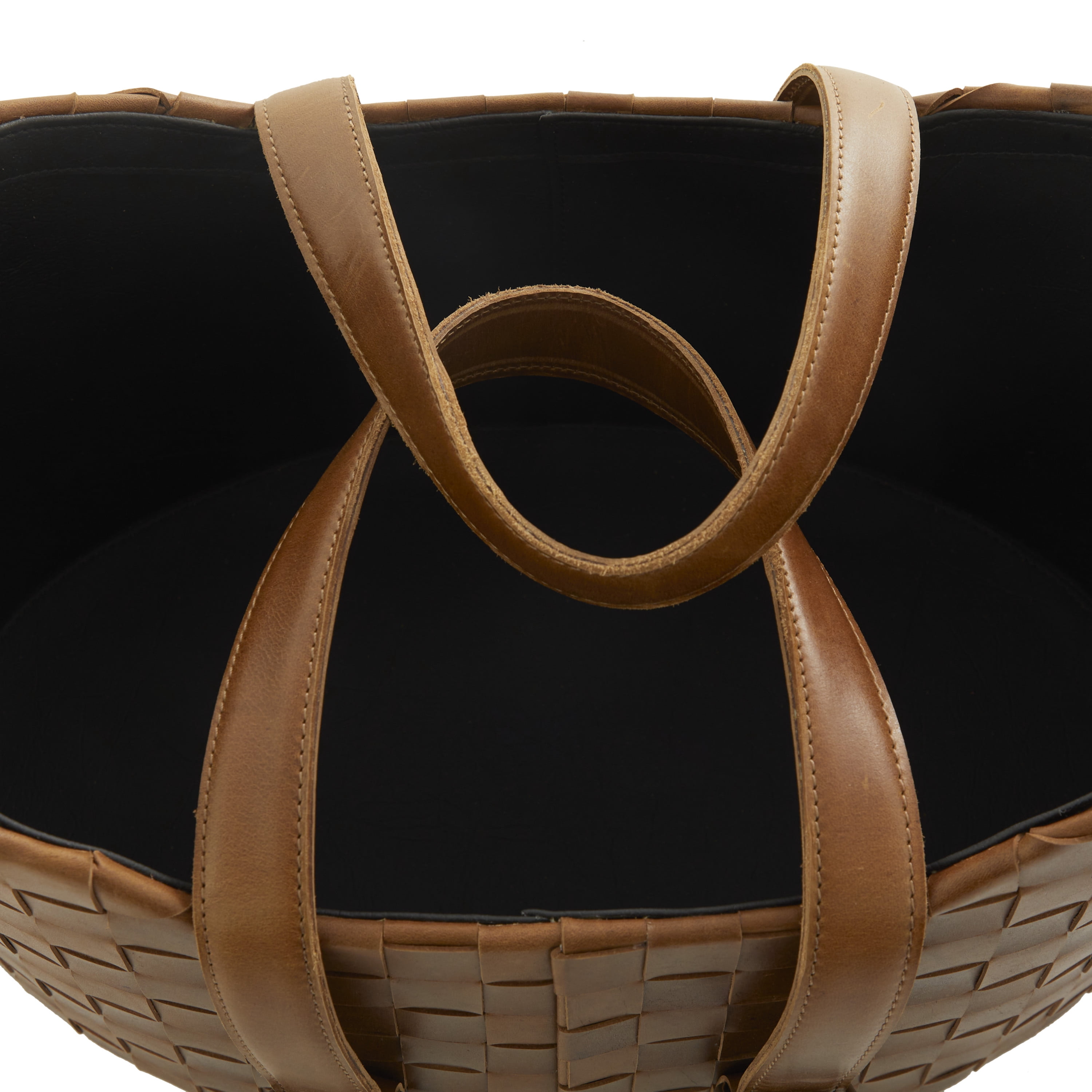 DecMode 16"W, 14"H Leather Modern Storage Basket, Brown, 2-Piece