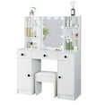 thumbnail image 5 of JBLCC Vanity Set with 3 Color Lighted Mirror Makeup Table 3 Drawers Dresser Desk Stool, White, 5 of 7