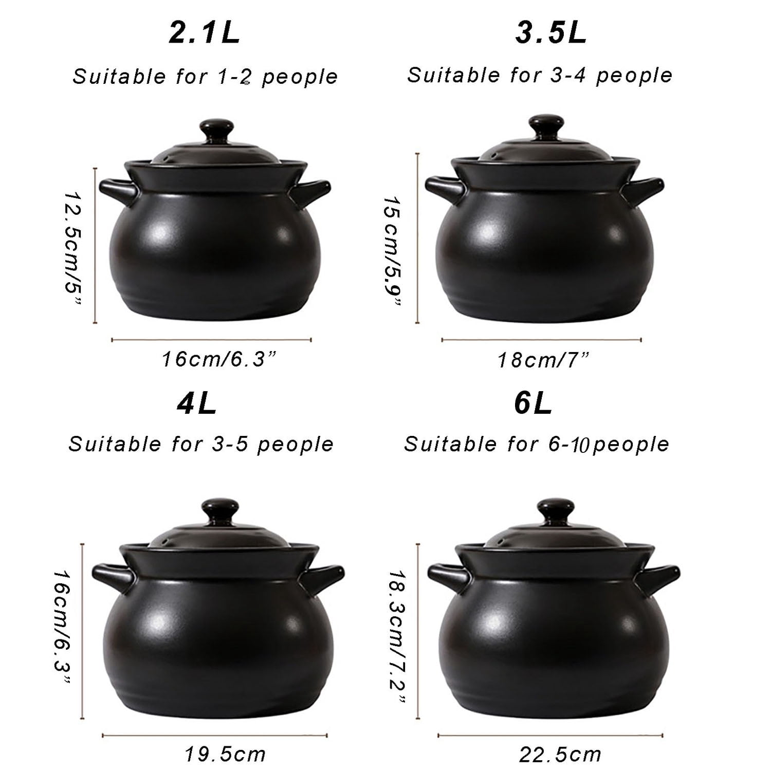 Large Cauldron Crock Pot, Glazed Ceramic Cooking Pot with Lid for Stovetop Soup, Stew and Porridge, Even Heating, Easy to Clean