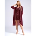 thumbnail image 3 of LiiYii Womens Floral Lace Midi Dresses with Jacket 2 Piece Set Sleeveless Summer Cocktail Wedding Burgundy S, 3 of 9