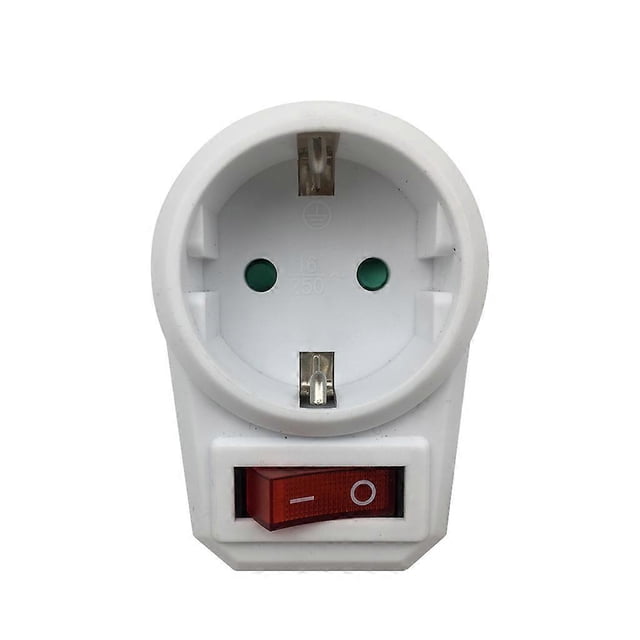 Adaptador de corriente con enchufe de conversión europeo de 1 a 1 vía con interruptor, 16 A CA 250 V, enchufe de viaje de la UE.