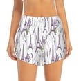 thumbnail image 4 of Lsque Lavender Flowers Printed Women's Running Shorts with Liner Pockets,Elastic Quick Dry Workout Athletic Gym Yoga Shorts,Womens High Waist Shorts-Small, 4 of 9