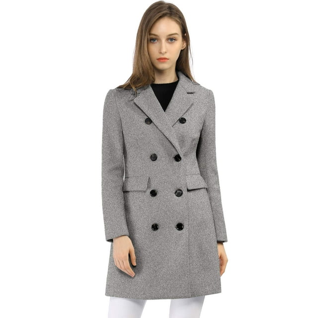 Abrigo de invierno Allegra K Elegante gabardina con solapa con muescas gris L