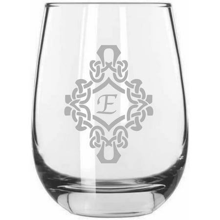 

Decorated E Decorated Monogram Etched 15.25oz Libbey Stemless Wine Glass