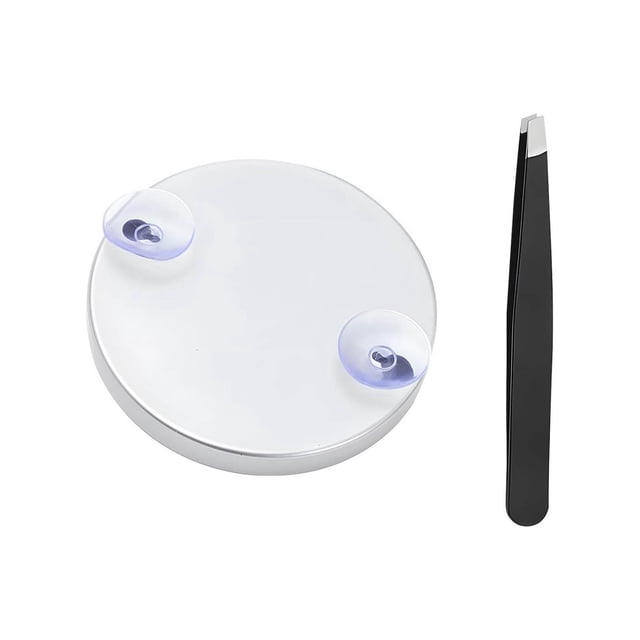 Hearth & Gear 30x Magnifying Travel Travel Cosmetic Small Magnifying With Suction Cup And Tweezers Compact Set Hand Held Travel Vanity Light for Makeup Vanity 20x Magnification Cute Big for Bedroom