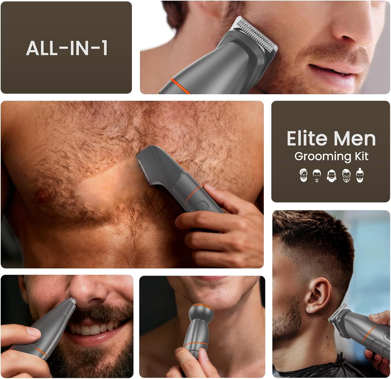 MAXGROOM Manscape All-in-One Body & Pubic Hair Trimmer for Men, V-Shaped No-Nick Groin & Ball Shaver, Waterproof Mens Electric Grooming Kit with Charging Dock, LED Display, Gift for Husband Father