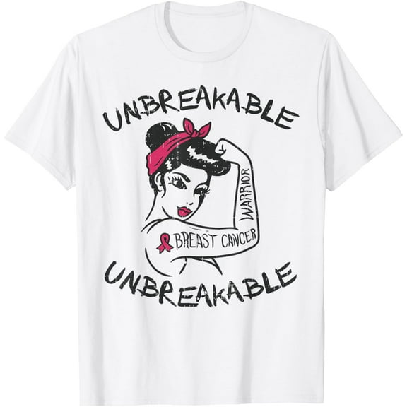 Rosie Unbreakable Pink Breast Cancer Warrior Survivor Gift T-ShirtMen and women can wear, black T-shirts, gifts. Age: M,L,XL 2XL, 3XL, 375XL