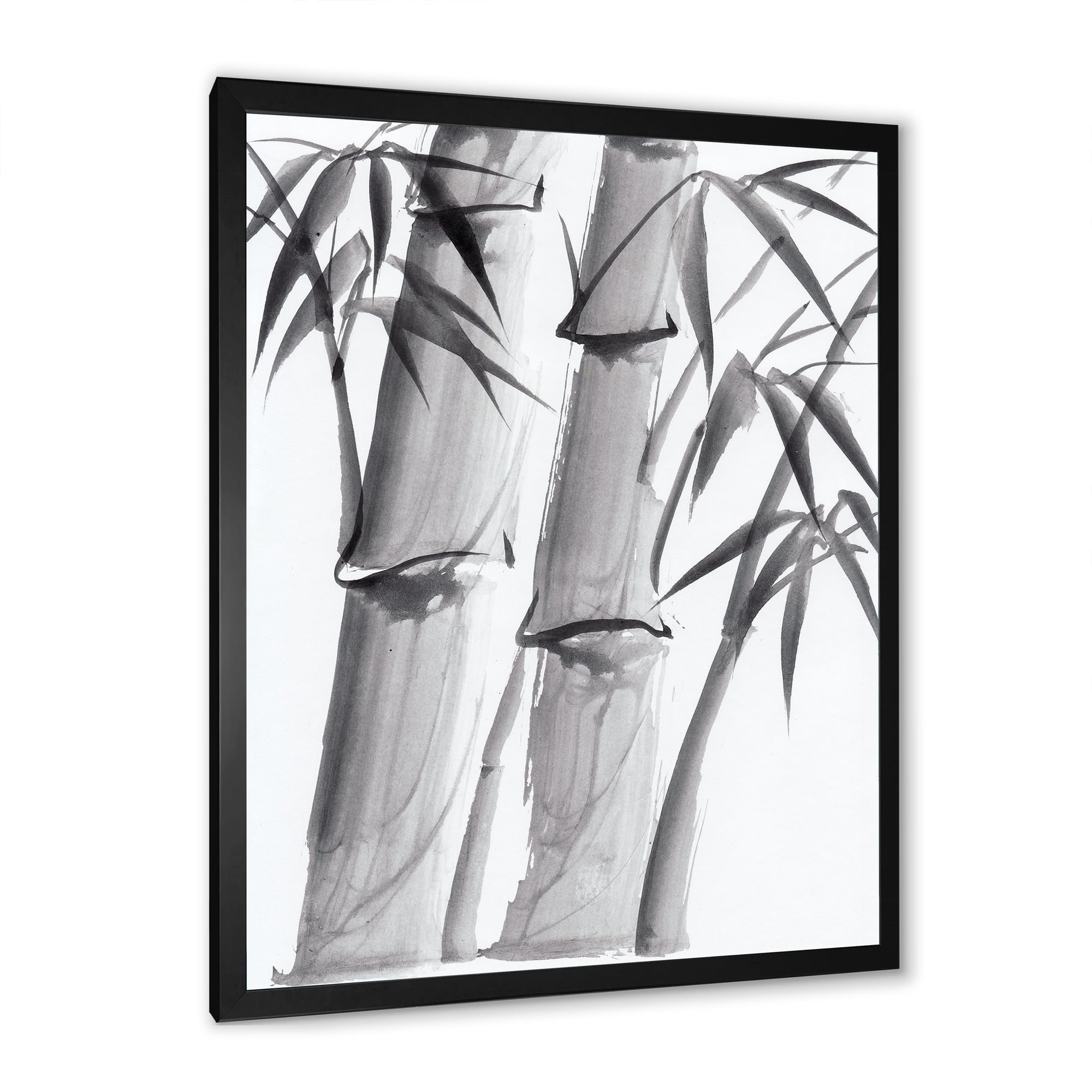 Designart 'Vintage Black and White Bamboo IV' Traditional Framed Art Print