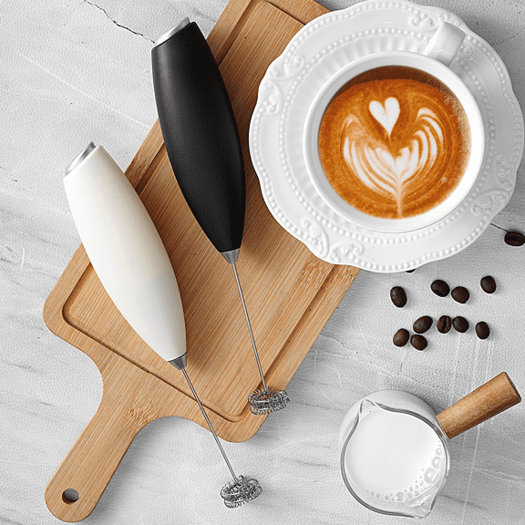 Powerful Electric Milk Frother – Mini Handheld Foam Maker, Battery Operated (Batteries Not Included), Stainless Steel Whisk & Stirrer, Cordless Drink Mixer