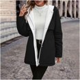 thumbnail image 6 of Women's Long Sleeve Hooded Jacket, Mid-Length Fleece Lined Coat with Pockets, Solid Color Casual Outerwear for Women, Soft Plush Inner Lining Winter Jacket, Comfortable Warm Zip Up Hooded Coat Black, 6 of 9