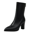 thumbnail image 4 of Leozcaa Women's Ankle Boots Pointed Toe Chunky Block Heel Ankle Bootie Fall Short Mid Calf Booties Shoes, 4 of 8