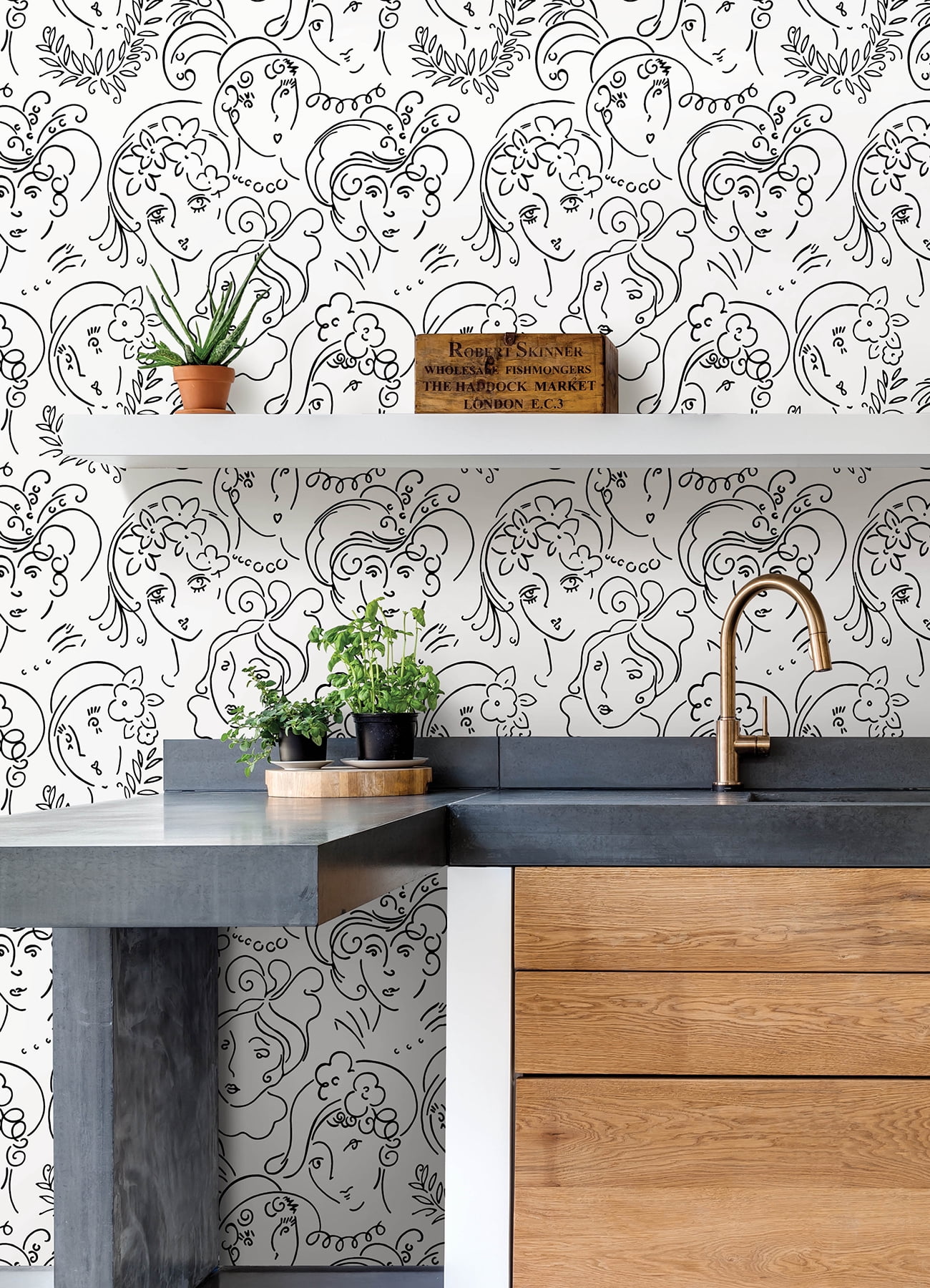 NuWallpaper Lovely Ladies Who Lunch Black Novelty Peel & Stick Wallpaper