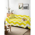 thumbnail image 3 of Yellow Moire Couch Cover for 2 Cushion Sofa, Water Ripple Stripe Farmhouse Washable Loveseat Sofa Covers Slipcover for Sectional Sofas L-Shaped, Couch Throw Cover 71"x118", 3 of 9