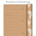 thumbnail image 4 of Papel de regalo reciclable Hallmark Kraft con líneas cortadas (2 rollos: 150 pies cuadrados Ttl) Árboles verdes sobre conos de pino blanco sobre papel kraft marrón para bodas de invierno, cumpleaños, 4 of 5