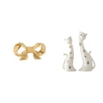 thumbnail image 1 of Asa de mueble,Tirador de latón con forma de lazo para muebles o armario,Figura de gato,Esculturas de gatos de pareja,figura decorativa de gato,Esculturas de parejas de gatos graciosos,estatuas, 1 of 8