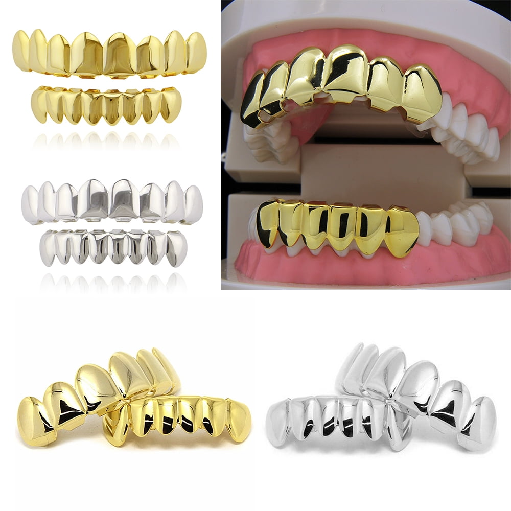 Gold Grills for Your Teeth 18K Gold Plated Hop Custom Fit Polished Grillz for Men and Women Rapper - Walmart.com