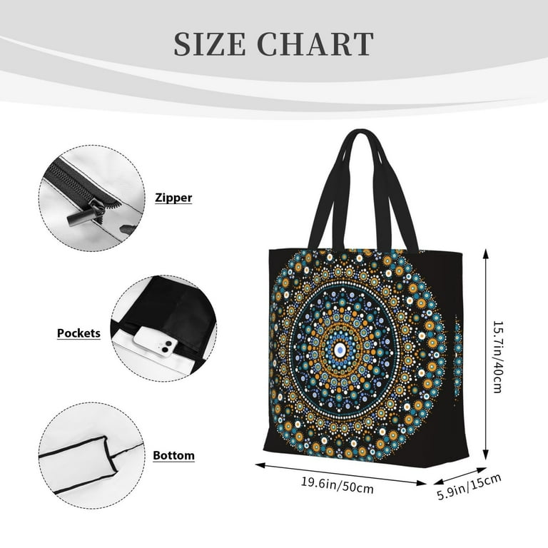 Disketp Dot Mandala Canvas Tote Bag,Women Shoulder Bag Disketp Dot Mandala Canvas Tote Bag,Women Shoulder Bag