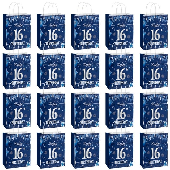 20 Pack Birthday Party Supplies Favor Bags for Adult - Decorative Gift Boxes, Candy Treat Bags for 16th Celebration Decorations