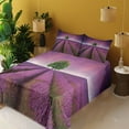 thumbnail image 2 of Ambesonne Purple Fitted & Top Sheet Set with Shams, Lavender Fields and Tree, Purple and Green, 2 of 5