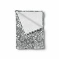 thumbnail image 2 of Paisley Soft Flannel Fleece Throw Blanket, Soft Digital Traditional Persian Ornate Leaf with Stripes Tracery Image, Cozy Plush for Indoor and Outdoor Use, 70" x 90", Grey and White, by Ambesonne, 2 of 6