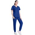 thumbnail image 4 of Minjewel Women's Stylish V-Neck Short Sleeve Scrubs for Women with Pockets, Lightweight & Breathable Scrub Set for Medical Professionals,Royal Blue S, 4 of 7